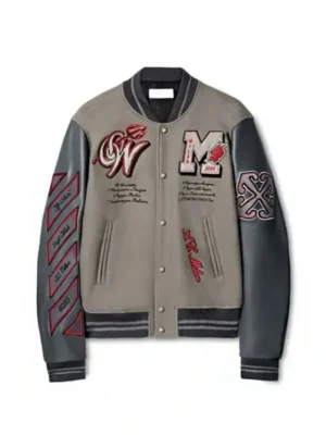 Grey Off White Varsity Jacket