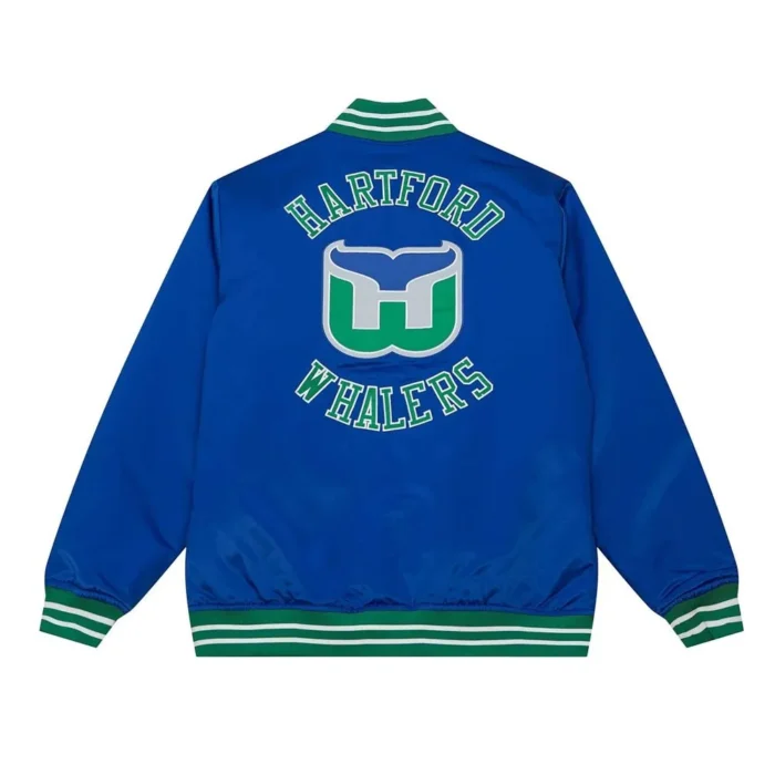 Hartford Whalers Heavyweight Royal Satin Jacket Sale