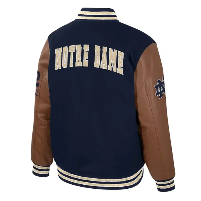 Notre Dame Fighting Irish Navy and Brown Letterman Jacket Sale