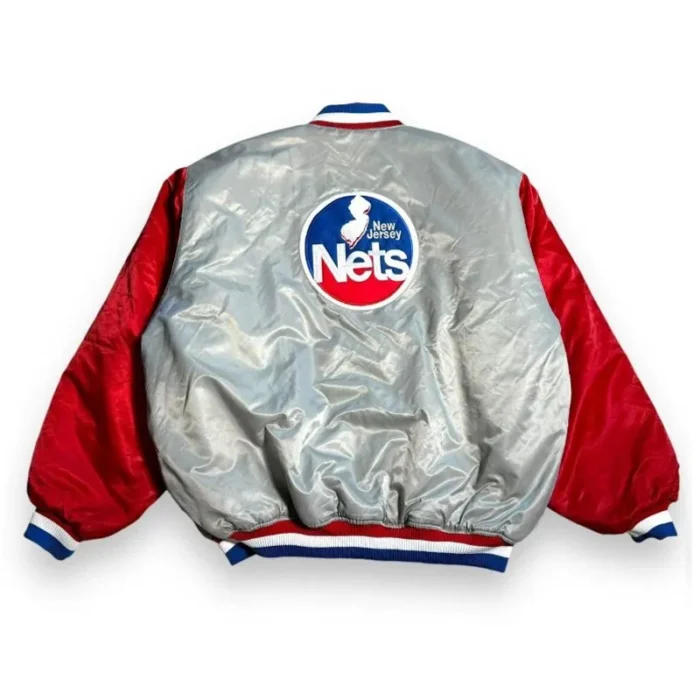 90’s New Jersey Nets Gray and Red Jacket Sale