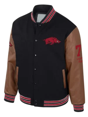 Arkansas Razorbacks Black and Brown Letterman Jacket