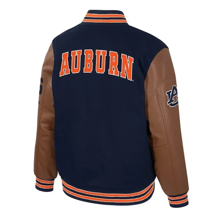 Auburn Tigers Navy and Brown Letterman Jacket Sale