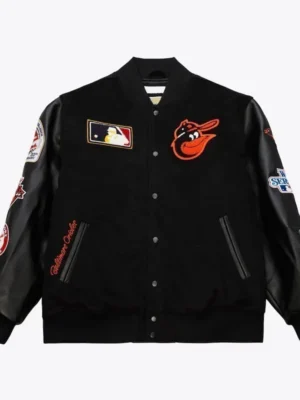 Baltimore Orioles Black Out Vintage Logo Varsity Jacket