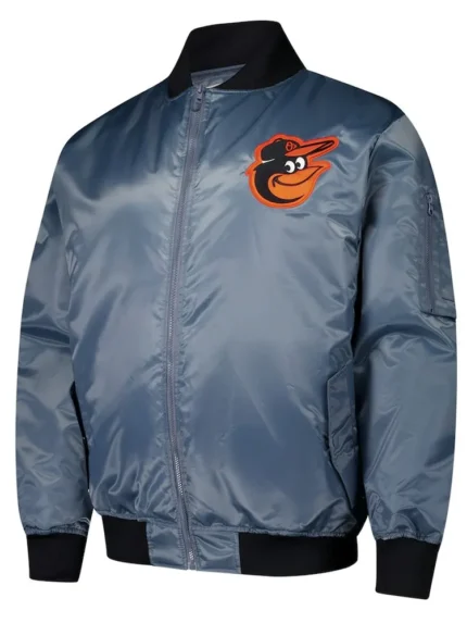 Baltimore Orioles Charcoal Bomber Full-Zip Jacket