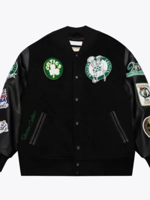 Boston Celtics Black Out Vintage Logo Varsity Jacket