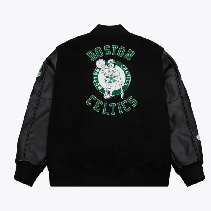 Boston Celtics Black Out Vintage Logo Varsity Jacket Sale