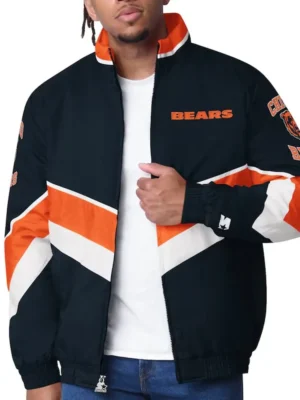 Chicago Bears Captain Navy Varsity Satin Jacket