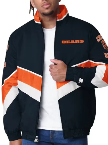 Chicago Bears Captain Navy Varsity Satin Jacket