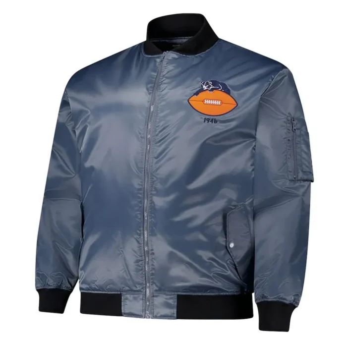 Chicago Bears Charcoal Bomber Full-Zip Jacket