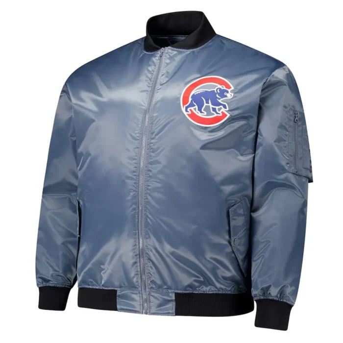 Chicago Cubs Charcoal Bomber Full-Zip Jacket