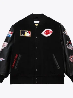 Cincinnati Reds Black Out Vintage Logo Varsity Jacket