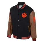 Clemson Tigers Black and Brown Letterman Jacket