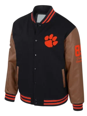 Clemson Tigers Black and Brown Letterman Jacket