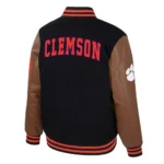 Clemson Tigers Black and Brown Letterman Jacket Sale