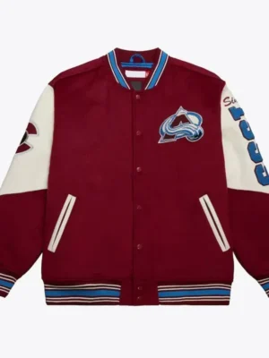 Colorado Avalanche Team History Burgundy Vintage Logo Varsity Jacket