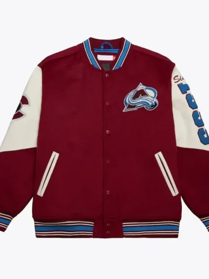 Colorado Avalanche Team History Burgundy Vintage Logo Varsity Jacket