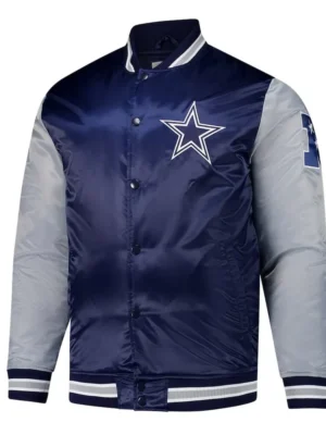 Dallas Cowboys Navy and Gray Team Satin Jacket