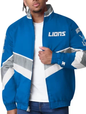 Detroit Lions Captain Royal Varsity Satin Jacket