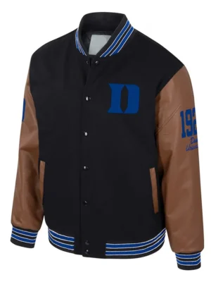 Duke Blue Devils Black and Brown Letterman Jacket