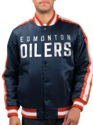 Edmonton Oilers O-Line Navy Varsity Satin Jacket