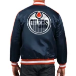 Edmonton Oilers O-Line Navy Varsity Satin Jacket Sale