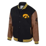 Iowa Hawkeyes Black and Brown Letterman Jacket