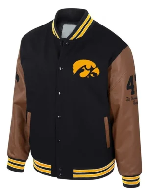Iowa Hawkeyes Black and Brown Letterman Jacket
