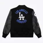 LA Dodgers Black Out Vintage Logo Varsity Jacket Sale