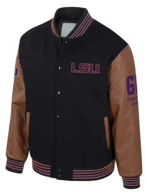 LSU Tigers Black and Brown Letterman Jacket
