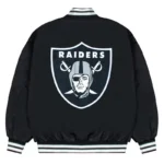 Las Vegas Raiders Gray and White Rib Bomber Black Jacket Sale