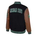 Michigan State Spartans Black and Brown Letterman Jacket Sale