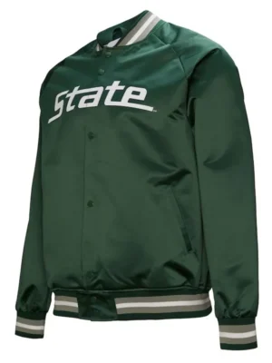 Michigan State Spartans Lightweight Current Logo Green Satin Jacket