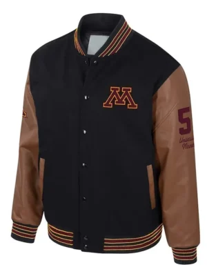 Minnesota Golden Gophers Black and Brown Letterman Jacket