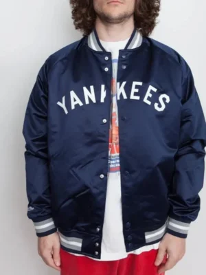 NY Yankees Baseball Navy Satin Jacket