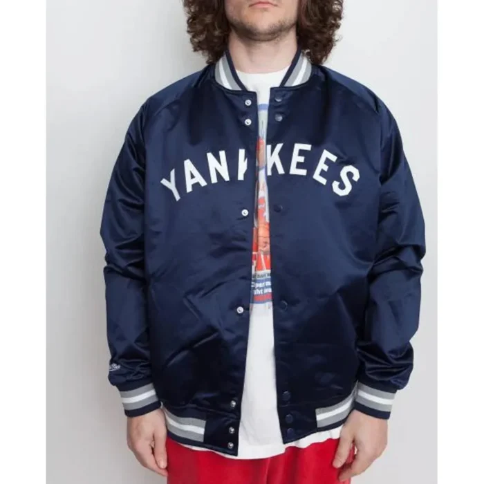 NY Yankees Baseball Navy Satin Jacket