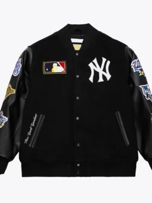 NY Yankees Black Out Vintage Logo Varsity Jacket