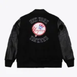 NY Yankees Black Out Vintage Logo Varsity Jacket Sale