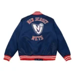 New Jersey Nets Heavyweight Navy Satin Jacket Sale