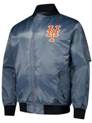 New York Mets Charcoal Bomber Full-Zip Jacket