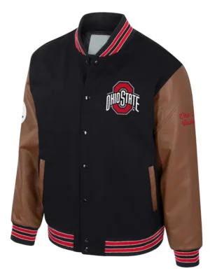 Ohio State Buckeyes Black and Brown Letterman Jacket