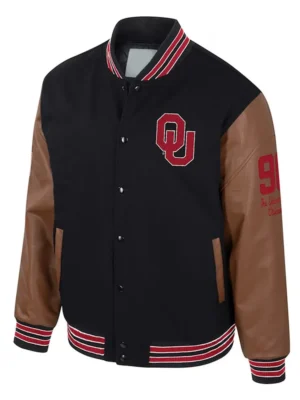 Oklahoma Sooners Black and Brown Letterman Jacket