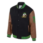 Oregon Ducks Navy and Brown Letterman Jacket