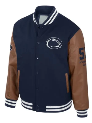 Penn State Nittany Lions Navy and Brown Letterman Jacket