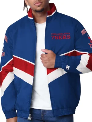 Philadelphia 76ers Captain Royal Varsity Satin Jacket