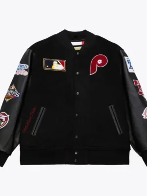 Philadelphia Phillies Black Out Vintage Logo Varsity Jacket