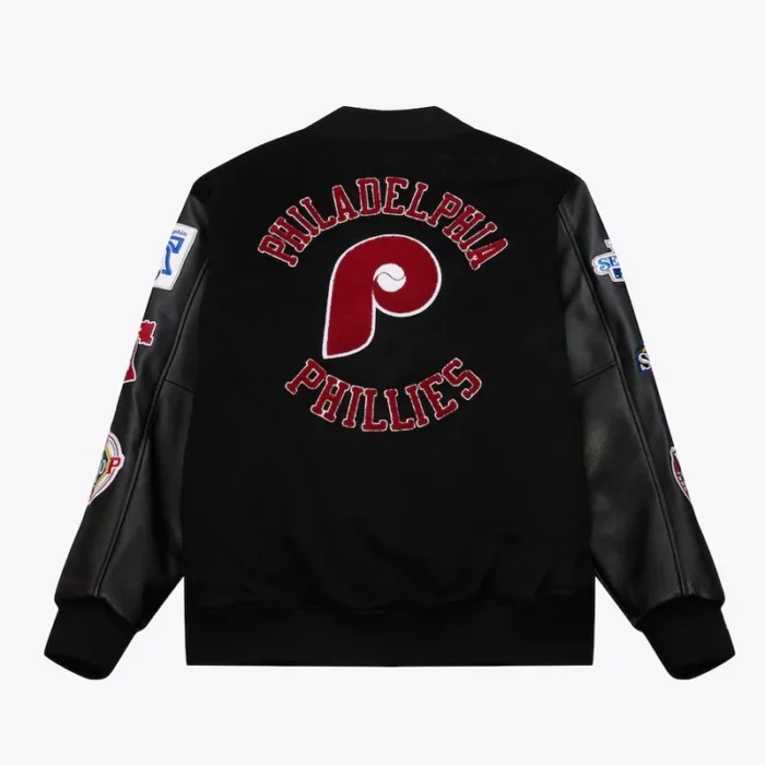 Philadelphia Phillies Black Out Vintage Logo Varsity Jacket Sale