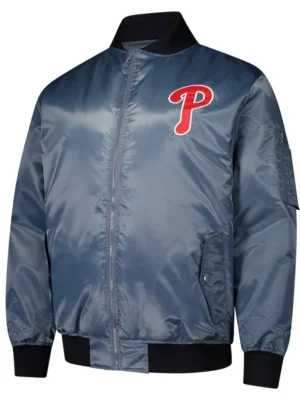 Philadelphia Phillies Charcoal Bomber Full-Zip Jacket