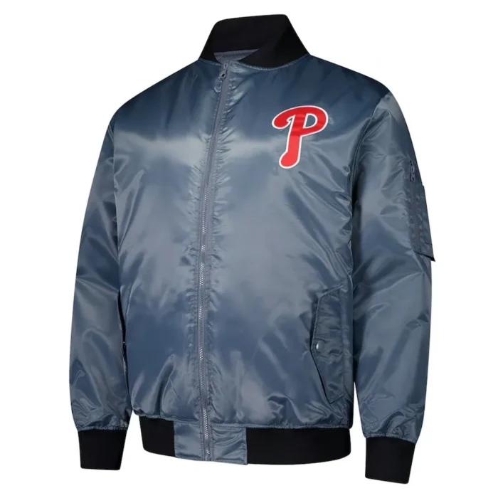 Philadelphia Phillies Charcoal Bomber Full-Zip Jacket