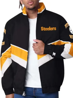 Pittsburgh Steelers Captain Black Varsity Satin Jacket