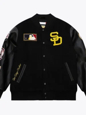 San Diego Padres Black Out Vintage Logo Varsity Jacket
